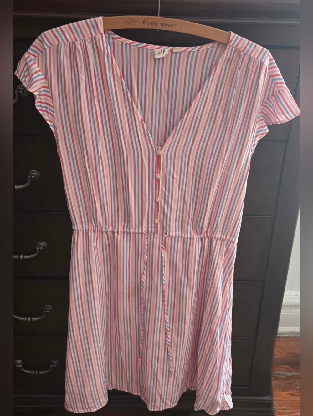 GAP Pink, Blue & White Striped Button-Front Dress